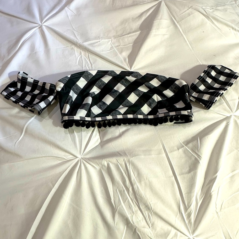ASOS Bandeau Swim Top with Attached Sleeves